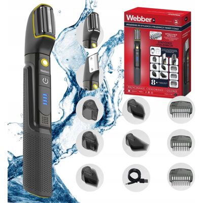 Trymer Męski Webber BG-600 8w1 Do Włosów Brody Ciała Wet&Dry; IPX7 LED PRO Trymer Męski Webber BG-600 8w1 Do Włosów Brody Ciała Wet&Dry; IPX7 LED PRO