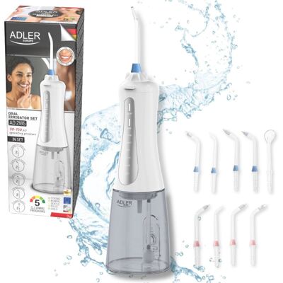 Bezprzewodowy irygator do zębów Adler AD 2185, 5 trybów, 10 końcówek, zbiornik 350 ml, USB-C Bezprzewodowy irygator do zębów Adler AD 2185, 5 trybów, 10 końcówek, zbiornik 350 ml, USB-C