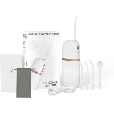 ABC Bezprzewodowy irygator do zębów Shona S200 Pro IPX7 200 ml, 4 tryby / 3x prędkość (4 głowice w zestawie). ABC Bezprzewodowy irygator do zębów Shona S200 Pro IPX7 200 ml, 4 tryby / 3x prędkość (4 głowice w zestawie).