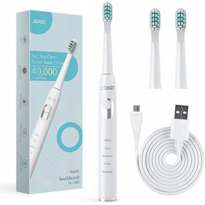Inny producent BIAŁA SONICZNA SZCZOTECZKA DO ZĘBÓW, BATERIA 700MAH 5 TRYBÓW 3 KOŃCÓWKI Inny producent BIAŁA SONICZNA SZCZOTECZKA DO ZĘBÓW, BATERIA 700MAH 5 TRYBÓW 3 KOŃCÓWKI