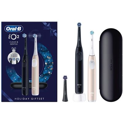 Oral-B szczoteczka elektryczna iO2 zestaw DUO Night Black & Calm Pink - 3 końcówki w zestawie + etui - szczoteczka magnetyczna Oral-B szczoteczka elektryczna iO2 zestaw DUO Night Black & Calm Pink - 3 końcówki w zestawie + etui - szczoteczka magnetyczna