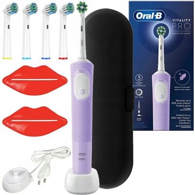 Szczoteczka elektryczna ORAL-B Vitality PRO Protect X Clean - fioletowa końcówki etui timer 3 tryby czyszczenia bateria 10 dni Szczoteczka elektryczna ORAL-B Vitality PRO Protect X Clean - fioletowa końcówki etui timer 3 tryby czyszczenia bateria 10 dni
