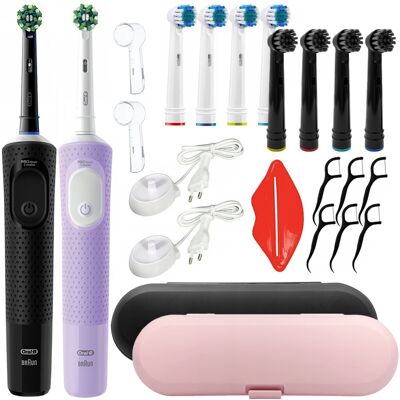 Szczoteczka elektryczna ORAL-B Vitality PRO, 2 szt - czarna i fioletowa zestaw z końcówkami timer 3 tryby etui podróżne Szczoteczka elektryczna ORAL-B Vitality PRO, 2 szt - czarna i fioletowa zestaw z końcówkami timer 3 tryby etui podróżne