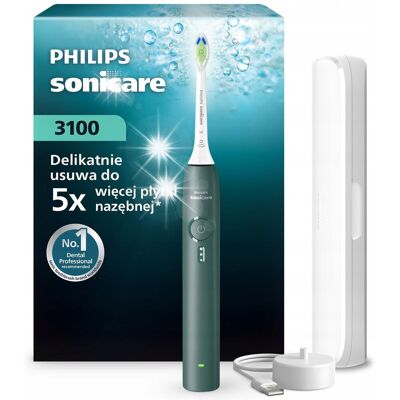 Philips Sonicare 3100 szczoteczka soniczna zielona etui podróżne HX4033/26 Philips Sonicare 3100 szczoteczka soniczna zielona etui podróżne HX4033/26