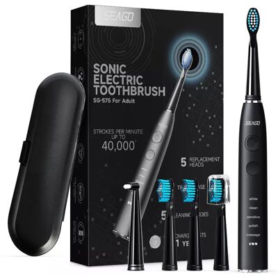 SEAGO SG-575 SONICZNA SZCZOTECZKA DO ZĘBÓW + ETUI + 5 KOŃCÓWEK, CZARNA SEAGO SG-575 SONICZNA SZCZOTECZKA DO ZĘBÓW + ETUI + 5 KOŃCÓWEK, CZARNA