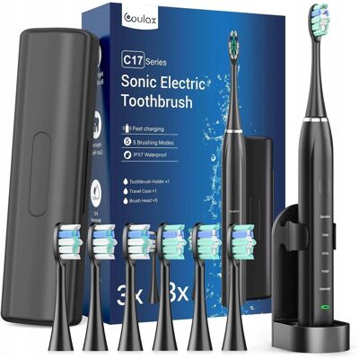 Inny producent SONIC Szczoteczka elektryczna z 6 głowicami, etui podróżne, 5 trybów, timer Inny producent SONIC Szczoteczka elektryczna z 6 głowicami, etui podróżne, 5 trybów, timer