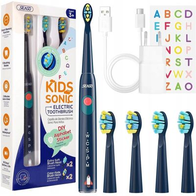 SEAGO SONICZNA SZCZOTECZKA DO ZĘBÓW DLA DZIECI 5 TRYBÓW + WODOODPORNE NAKLEJKI + 8 KOŃCÓWEK SEAGO SONICZNA SZCZOTECZKA DO ZĘBÓW DLA DZIECI 5 TRYBÓW + WODOODPORNE NAKLEJKI + 8 KOŃCÓWEK