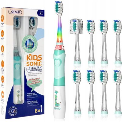 Soniczna Szczoteczka do Zębów dla Dzieci SEAGO SG-977 Zielona + 8 końcówek Soniczna Szczoteczka do Zębów dla Dzieci SEAGO SG-977 Zielona + 8 końcówek