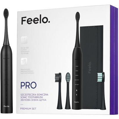 Szczoteczka elektryczna do zębów Feelo Pro Black z etui wersja Premium Szczoteczka elektryczna do zębów Feelo Pro Black z etui wersja Premium