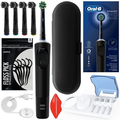 Braun Szczoteczka elektryczna ORAL-B Vitality PRO, 1 szt - czarna zestaw z końcówkami etui i podstawką do zębów rotacyjna akumulatorowa Braun Szczoteczka elektryczna ORAL-B Vitality PRO, 1 szt - czarna zestaw z końcówkami etui i podstawką do zębów rotacyjna akumulatorowa