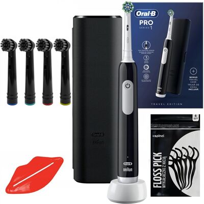 Szczoteczka elektryczna ORAL-B Pro Series 1 - czarna końcówki z węglem aktywnym etui timer czujnik nacisku Szczoteczka elektryczna ORAL-B Pro Series 1 - czarna końcówki z węglem aktywnym etui timer czujnik nacisku