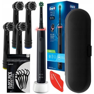 Szczoteczka Oral-B Pro 3 3000 Cross Action Czarna + 4 końcówki Precision w/a + etui Szczoteczka Oral-B Pro 3 3000 Cross Action Czarna + 4 końcówki Precision w/a + etui