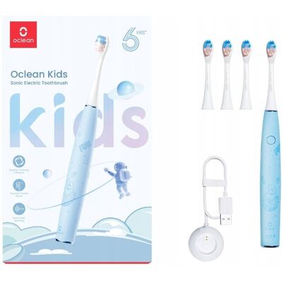 Szczoteczka soniczna dla dzieci OCLEAN Kids niebieska ZESTAW z końcówkami Szczoteczka soniczna dla dzieci OCLEAN Kids niebieska ZESTAW z końcówkami