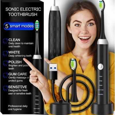 Inny producent SZCZOTECZKA SONICZNA DO ZĘBÓW ELEKTRYCZNA 5 TRYBÓW PRACY + BAZA ŁADUJĄCA Inny producent SZCZOTECZKA SONICZNA DO ZĘBÓW ELEKTRYCZNA 5 TRYBÓW PRACY + BAZA ŁADUJĄCA