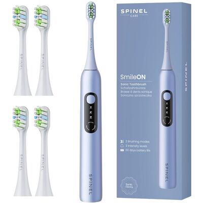 Szczoteczka soniczna SPINEL SmileON Blue - z timerem USB-C wybielanie zębów końcówki wymienne 4 szt. Szczoteczka soniczna SPINEL SmileON Blue - z timerem USB-C wybielanie zębów końcówki wymienne 4 szt.