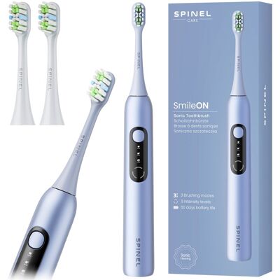 Szczoteczka soniczna SPINEL Care SmileON - Blue wybielanie wibracje 3 tryby USB-C zegar IPX7 końcówki w zestawie Szczoteczka soniczna SPINEL Care SmileON - Blue wybielanie wibracje 3 tryby USB-C zegar IPX7 końcówki w zestawie