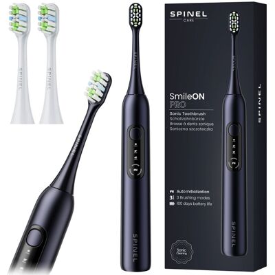 Szczoteczka soniczna SPINEL CARE SmileON PRO - czarna higiena jamy ustnej wybielanie ładowanie USB-C 3 tryby czujnik nacisku IPX7 Szczoteczka soniczna SPINEL CARE SmileON PRO - czarna higiena jamy ustnej wybielanie ładowanie USB-C 3 tryby czujnik nacisku IPX7