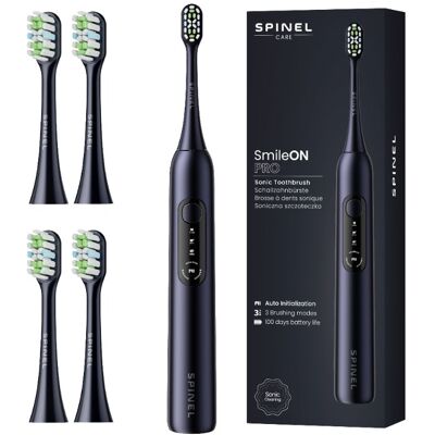 Szczoteczka Soniczna do Zębów SPINEL CARE SmileOn PRO Czarna + 4 końcówki Szczoteczka Soniczna do Zębów SPINEL CARE SmileOn PRO Czarna + 4 końcówki