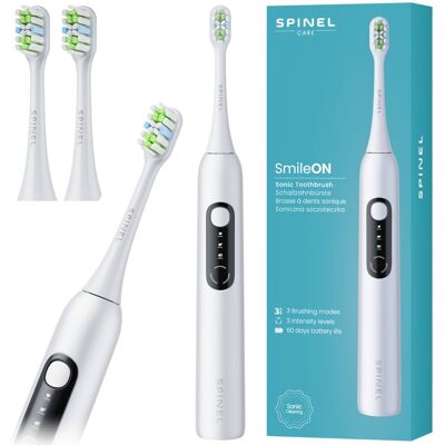 Szczoteczka soniczna SPINEL SmileON - White higiena jamy ustnej wybielanie USB-C szczotkowanie 3 tryby 2 końcówki IPX7 Szczoteczka soniczna SPINEL SmileON - White higiena jamy ustnej wybielanie USB-C szczotkowanie 3 tryby 2 końcówki IPX7