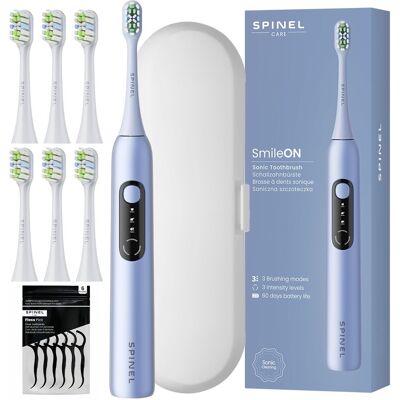 Szczoteczka soniczna SPINEL SmileON Blue - niebieska etui USB 6 końcówek timer wybielanie IPX7 podróżna Szczoteczka soniczna SPINEL SmileON Blue - niebieska etui USB 6 końcówek timer wybielanie IPX7 podróżna