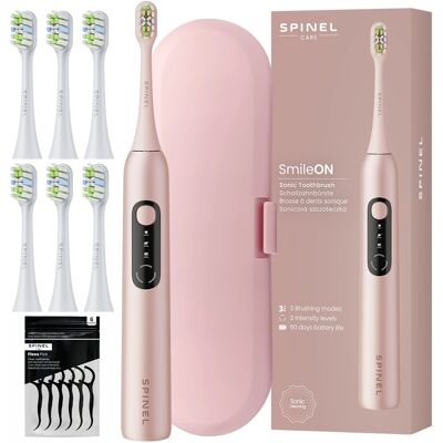 Szczoteczka soniczna SPINEL SmileON Pink - różowa etui USB-C 3 tryby 6 końcówek timer 60 dni pracy IPX7 Szczoteczka soniczna SPINEL SmileON Pink - różowa etui USB-C 3 tryby 6 końcówek timer 60 dni pracy IPX7