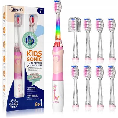 Szczoteczka soniczna Seago SG-977 dla dzieci z 8 końcówkami !! - różowa Szczoteczka soniczna Seago SG-977 dla dzieci z 8 końcówkami !! - różowa