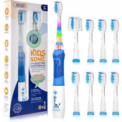 Szczoteczka Soniczna Seago SG-977 dla Dzieci z LED , 8 Końcówek - Niebieska Szczoteczka Soniczna Seago SG-977 dla Dzieci z LED , 8 Końcówek - Niebieska