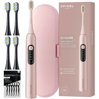 SZCZOTECZKA SONICZNA SPINEL CARE SmileOn RÓŻOWA 3 TRYBY + ETUI 5 KOŃCÓWEK SZCZOTECZKA SONICZNA SPINEL CARE SmileOn RÓŻOWA 3 TRYBY + ETUI 5 KOŃCÓWEK