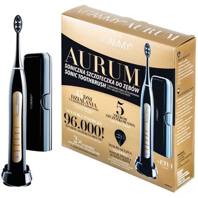 VITAMMY Aurum Elektryczny Szczoteczka do Zębów - 96000 wibracji/min, Bezprzewodowe ładowanie, 5 trybów VITAMMY Aurum Elektryczny Szczoteczka do Zębów - 96000 wibracji/min, Bezprzewodowe ładowanie, 5 trybów