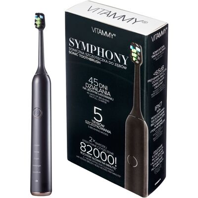 Vitammy Symphony Black Elektryczny Szczoteczka Soniczna - Wysoka Wibracja, 5 Trybów Vitammy Symphony Black Elektryczny Szczoteczka Soniczna - Wysoka Wibracja, 5 Trybów