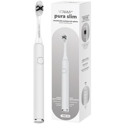 VITAMMY PURA SLIM BIAŁA Szczoteczka soniczna do zębów nowej generacji, ultralekka VITAMMY PURA SLIM BIAŁA Szczoteczka soniczna do zębów nowej generacji, ultralekka
