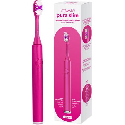 VITAMMY PURA SLIM RÓŻOWA Szczoteczka soniczna do zębów nowej generacji, ultralekka VITAMMY PURA SLIM RÓŻOWA Szczoteczka soniczna do zębów nowej generacji, ultralekka