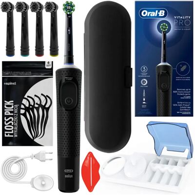 Braun Szczoteczka Elektryczna Oral-B Vitality Pro, 1 Szt - Czarna Zestaw Z Końcówkami Etui I Podstawką Do Zębów Rotacyjna Akumulatorowa Braun Szczoteczka Elektryczna Oral-B Vitality Pro, 1 Szt - Czarna Zestaw Z Końcówkami Etui I Podstawką Do Zębów Rotacyjna Akumulatorowa