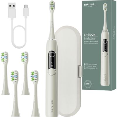 Szczoteczka Soniczna Do Zębów Spinel Smileon + 5 Końcówek I Etui - Zestaw Szczoteczka Soniczna Do Zębów Spinel Smileon + 5 Końcówek I Etui - Zestaw
