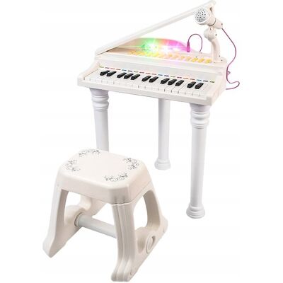 Inny producent Aig, Pianino Dla Dzieci Nauka Gry + Mikrofon Led, Biały Inny producent Aig, Pianino Dla Dzieci Nauka Gry + Mikrofon Led, Biały