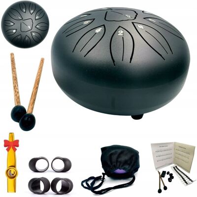 Kazoo Polska Bęben językowy 11 tonów 6' czarny, stalowy bębenek, Steel Tongue Drum Kazoo Polska Bęben językowy 11 tonów 6' czarny, stalowy bębenek, Steel Tongue Drum