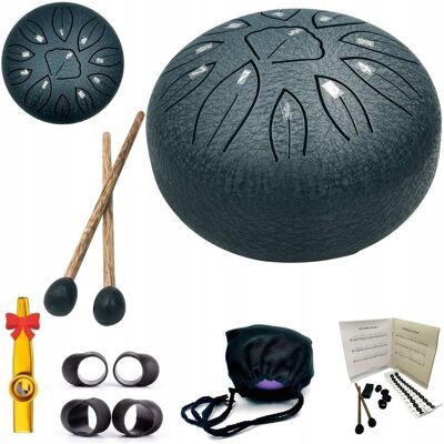 Kazoo Polska Bęben językowy 11 tonów 6' szary grafit, stalowy bębenek, Steel Tongue Drum Kazoo Polska Bęben językowy 11 tonów 6' szary grafit, stalowy bębenek, Steel Tongue Drum