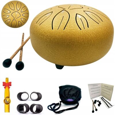 Kazoo Polska Bęben językowy 11 tonów 6' złoty, stalowy bębenek, Steel Tongue Drum +kazoo Kazoo Polska Bęben językowy 11 tonów 6' złoty, stalowy bębenek, Steel Tongue Drum +kazoo