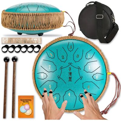 inna (Inny) BĘBEN MUZYCZNY HANDPAN JĘZYKOWY 15-TONOWY STALOWY INSTRUMENT MEDYTACJA ETUI inna (Inny) BĘBEN MUZYCZNY HANDPAN JĘZYKOWY 15-TONOWY STALOWY INSTRUMENT MEDYTACJA ETUI