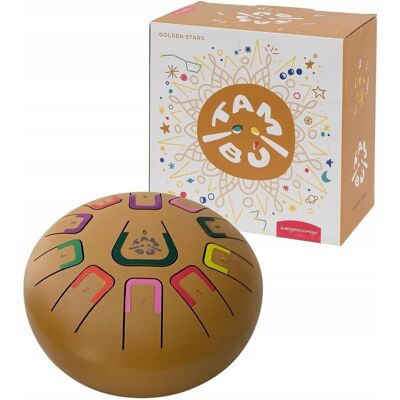 Brandless BĘBEN TAMBU JĘZYKOWY bębenek 20cm pałeczki nuty złoty 11 tonów muzyczny Brandless BĘBEN TAMBU JĘZYKOWY bębenek 20cm pałeczki nuty złoty 11 tonów muzyczny