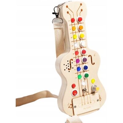 DREWNIANA GITARA SENSORYCZNA LED MONTESSORI Z WŁĄCZNIKAMI ŚWIATŁO ZABAWA DREWNIANA GITARA SENSORYCZNA LED MONTESSORI Z WŁĄCZNIKAMI ŚWIATŁO ZABAWA