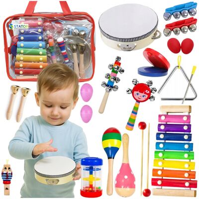 Stator Drewniany Zestaw Muzyczny Edukacyjny Instrumenty dla Dzieci Cymbałki +torba Stator Drewniany Zestaw Muzyczny Edukacyjny Instrumenty dla Dzieci Cymbałki +torba