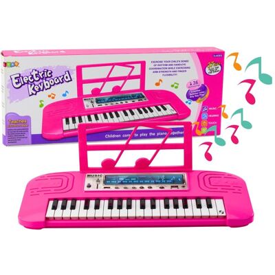 Lean Toys Elektryczne Pianinko Dla Dzieci 36 Melodii Różowe + Stojak Muzyczny Lean Toys Elektryczne Pianinko Dla Dzieci 36 Melodii Różowe + Stojak Muzyczny