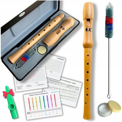 Kazoo Polska FLET PROSTY DREWNIANY QiMei QM8A-27G szkolny niemiecki do szkoły ZESTAW Kazoo Polska FLET PROSTY DREWNIANY QiMei QM8A-27G szkolny niemiecki do szkoły ZESTAW