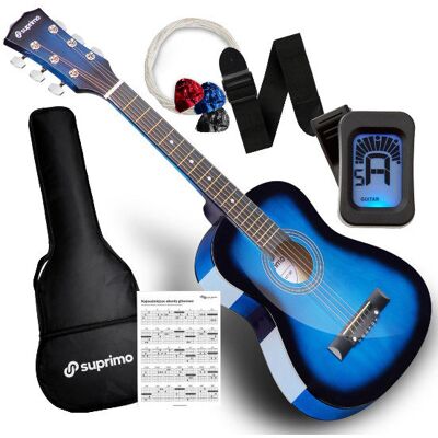brak danych Gitara akustyczna 1/4 niebieska zestaw kostki pasek struny pokrowiec akordy tuner brak danych Gitara akustyczna 1/4 niebieska zestaw kostki pasek struny pokrowiec akordy tuner