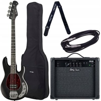Inny producent Gitara Basowa Harley Benton MB-4 SBK Zestaw Piec 20W Pokrowiec Pasek Kabel Inny producent Gitara Basowa Harley Benton MB-4 SBK Zestaw Piec 20W Pokrowiec Pasek Kabel