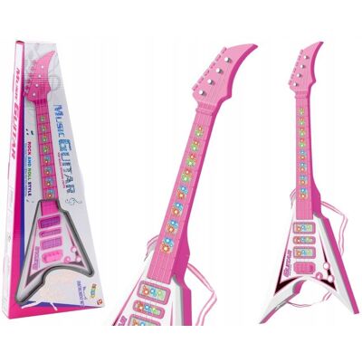 Lean Toys Gitara elektryczna dla dzieci światła melodie różowa Lean Toys Gitara elektryczna dla dzieci światła melodie różowa