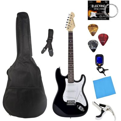 Gitara Elektryczna Dla Początkujących Zestaw Musicmate Me-01 Czarno-Biała Gitara Elektryczna Dla Początkujących Zestaw Musicmate Me-01 Czarno-Biała