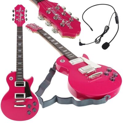 Nobo Kids Gitara Elektryczna Rockowa z Mikrofonem Karaoke dla Dzieci Melodie Podkłady - Różowa Nobo Kids Gitara Elektryczna Rockowa z Mikrofonem Karaoke dla Dzieci Melodie Podkłady - Różowa