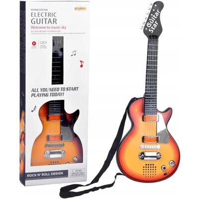 JOKOMISIADA Gitara elektryczna zabawka dla dziecka melodie światło + pasek IN0169 CI JOKOMISIADA Gitara elektryczna zabawka dla dziecka melodie światło + pasek IN0169 CI